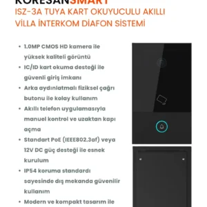 ISZ-3A Tuya Kart Okuyuculu Akıllı Villa İnterkom Diafon Sistemi