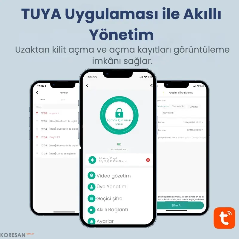Ak2 Slim Tuya Akıllı Alüminyum Kapı Kilidi - Görsel 9