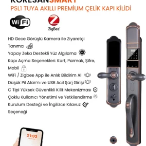 PSL1 Tuya Akıllı Premium Çelik Kapı Kilidi